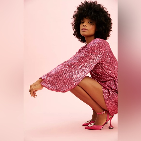 𝓯𝓹 Free People ~ Christa Sequin Romper in pink - Picture 6 of 17